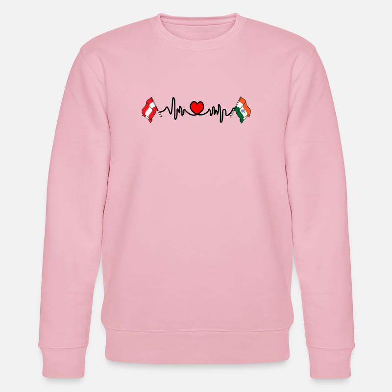 Cardio heart Drapeau Autriche, drapeau Inde - Sweat bio CHANGER Stanley/Stella Unisexe - rose pâle
