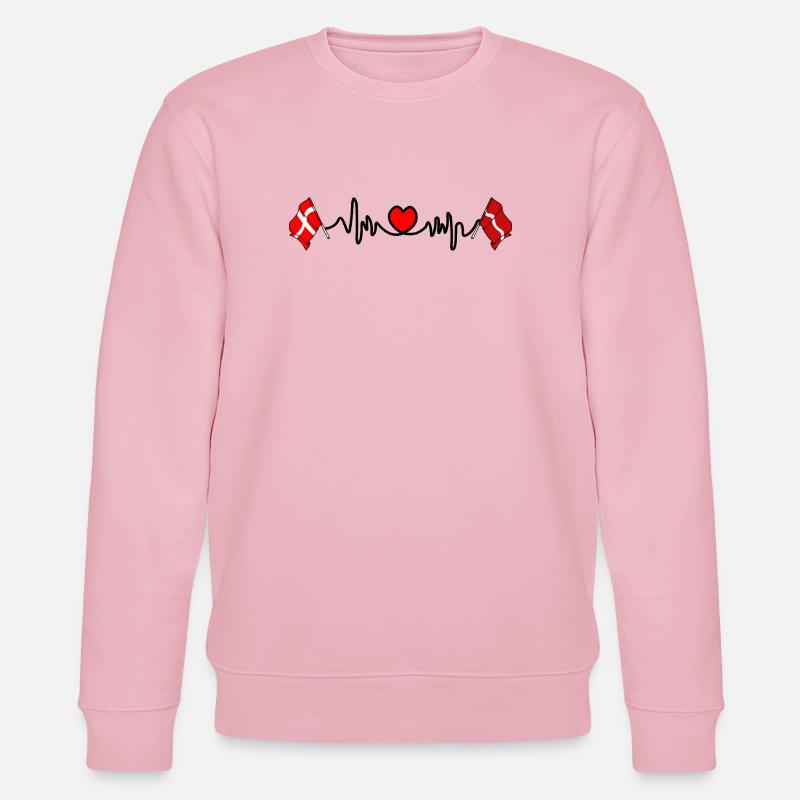 Cardio heart Drapeau Danemark, drapeau Lettonie - Sweat bio CHANGER Stanley/Stella Unisexe - rose pâle