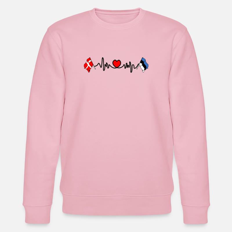 Cardio heart Drapeau Danemark, drapeau Estonie - Sweat bio CHANGER Stanley/Stella Unisexe - rose pâle