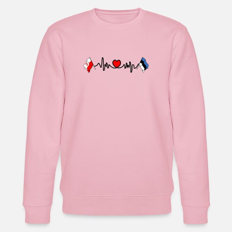 Cardio cardiaque Drapeau Pologne, Estonie - Sweat bio CHANGER Stanley/Stella Unisexe - rose pâle