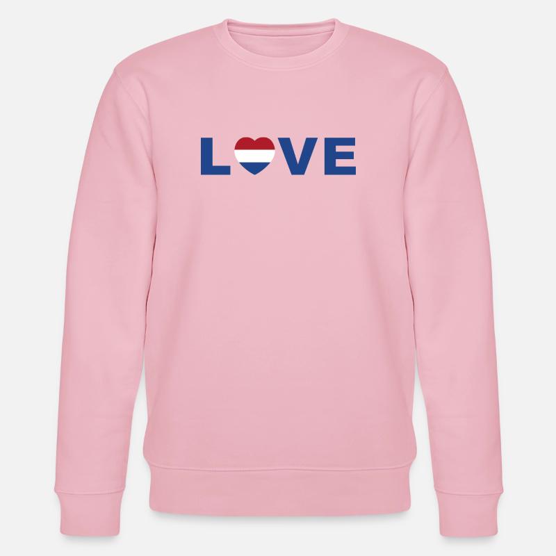 Vibrierendes Herz mit bunter Flagge - Stanley/Stella Unisex Bio-Sweatshirt CHANGER - Hellrosa