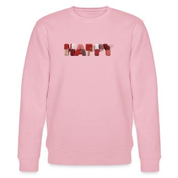 Happy Patchwork Design Stoffflicken Look - Stanley/Stella Unisex Bio-Sweatshirt CHANGER  - Hellrosa - Vorne - Jaron (178cm) & Liana (172cm)