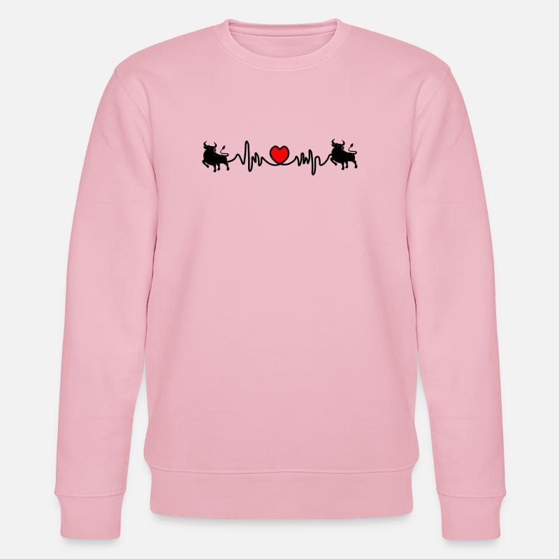 Herzfrequenz Cardio Stier Bulle - Stanley/Stella Unisex Bio-Sweatshirt CHANGER  - Hellrosa