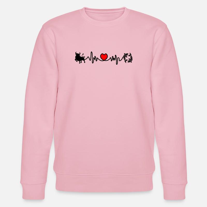 Fréquence cardiaque cardio Taureau Poissons - Sweat bio CHANGER Stanley/Stella Unisexe - rose pâle
