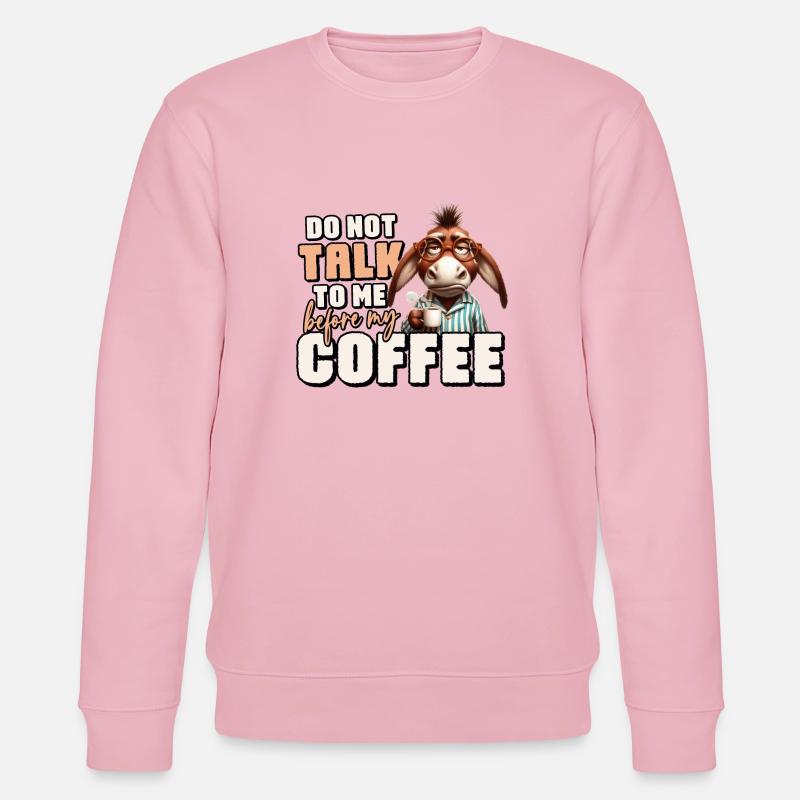 Grumpy donkey with coffee - Stanley/Stella CHANGER Unisex Organic Sweatshirt - cotton pink