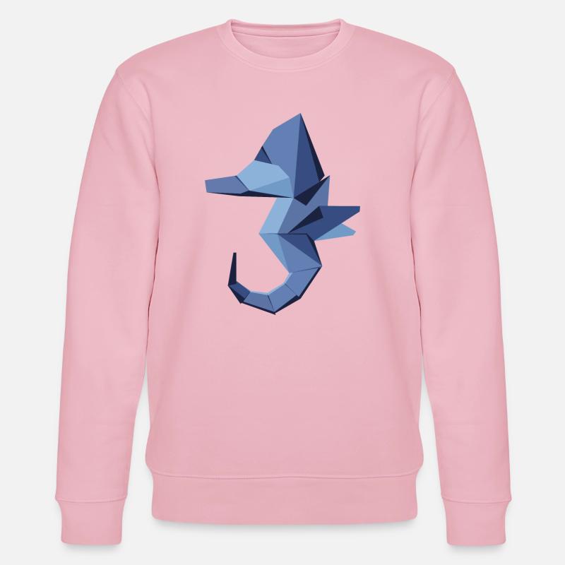 Origami abstrait hippocampe bleu - Sweat bio CHANGER Stanley/Stella Unisexe - rose pâle