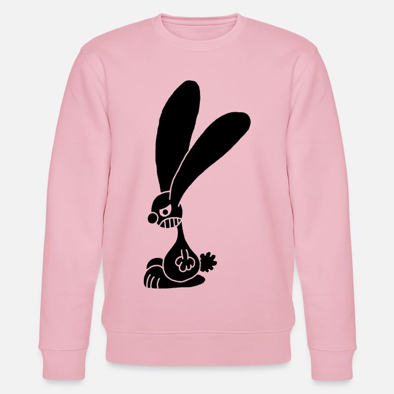 Grumpy Black Rabbit - Stanley/Stella CHANGER Unisex Organic Sweatshirt - cotton pink