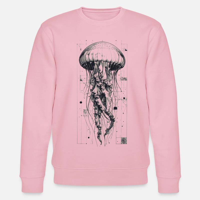 Schwarz-Weiß Technok Qualle - Stanley/Stella Unisex Bio-Sweatshirt CHANGER  - Hellrosa