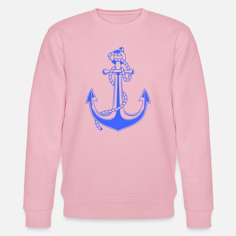 Blauer Anker mit Seil Illustration - Stanley/Stella Unisex Bio-Sweatshirt CHANGER  - Hellrosa