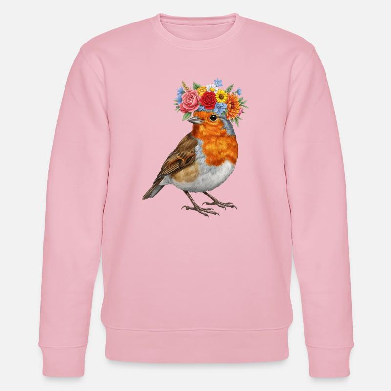 Blumenkrone Rotkehlchen - Stanley/Stella Unisex Bio-Sweatshirt CHANGER  - Hellrosa