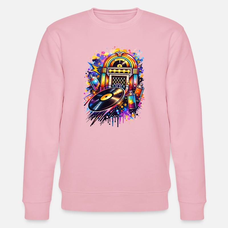 Bunte Jukebox im Graffiti-Style mit Schallplatte - Stanley/Stella Unisex Bio-Sweatshirt CHANGER  - Hellrosa