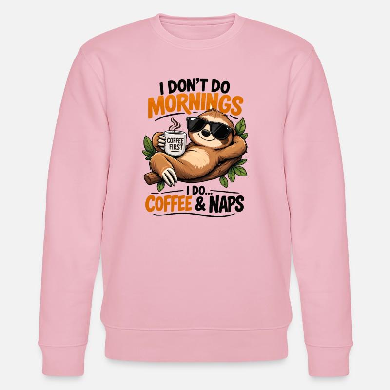 Sloth Coffee Erste Morgenstimmung - Stanley/Stella Unisex Bio-Sweatshirt CHANGER  - Hellrosa