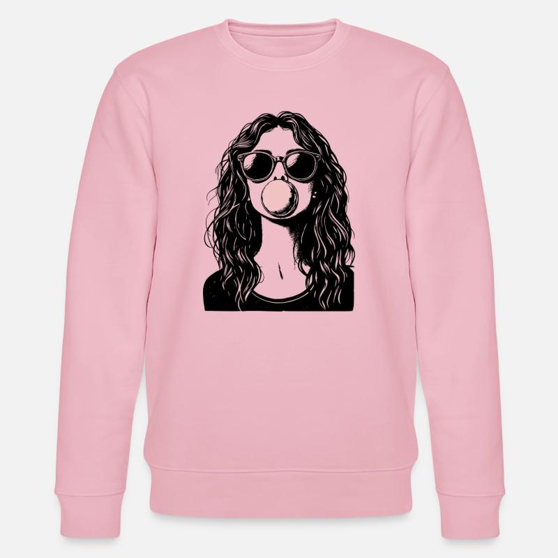 Cooles Mädchen bläst Kaugummi - Stanley/Stella Unisex Bio-Sweatshirt CHANGER  - Hellrosa