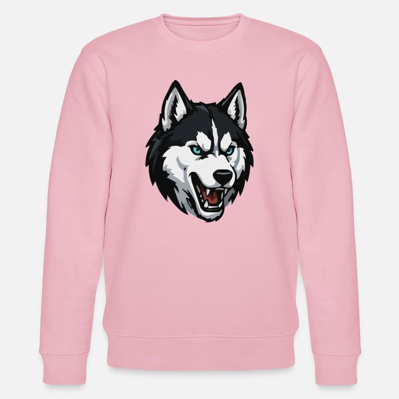 Wolfskopf mit blauem Blick - Stanley/Stella Unisex Bio-Sweatshirt CHANGER  - Hellrosa