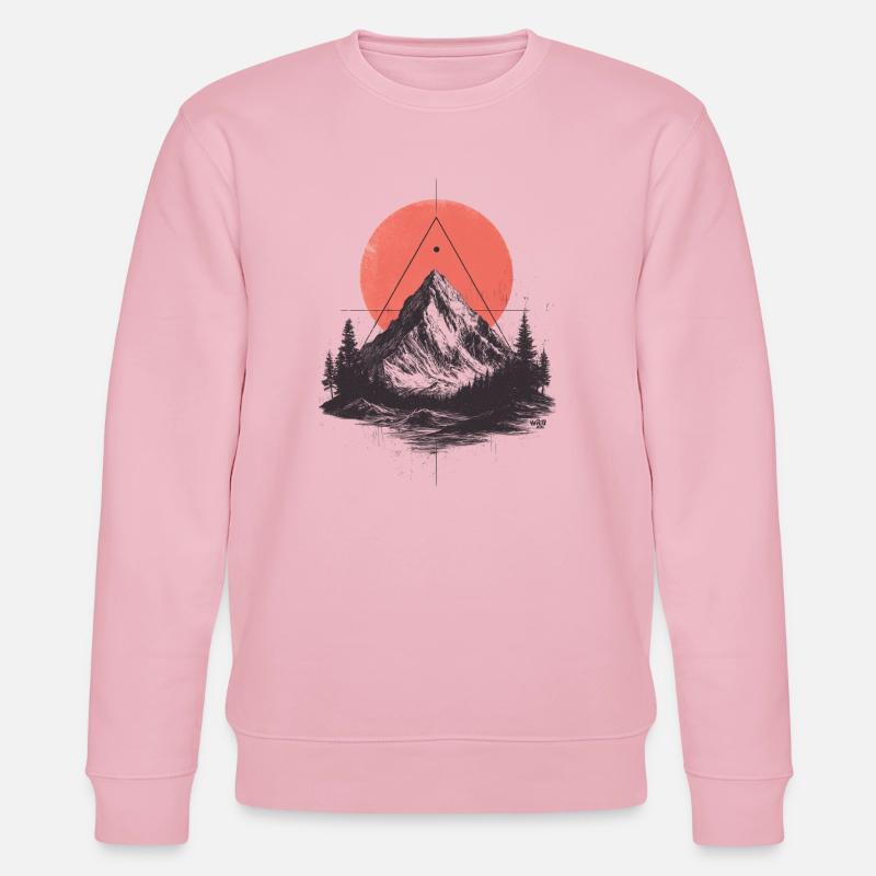 T Shirt Design Hinking and Mountains - Stanley/Stella Unisex Bio-Sweatshirt CHANGER  - Hellrosa