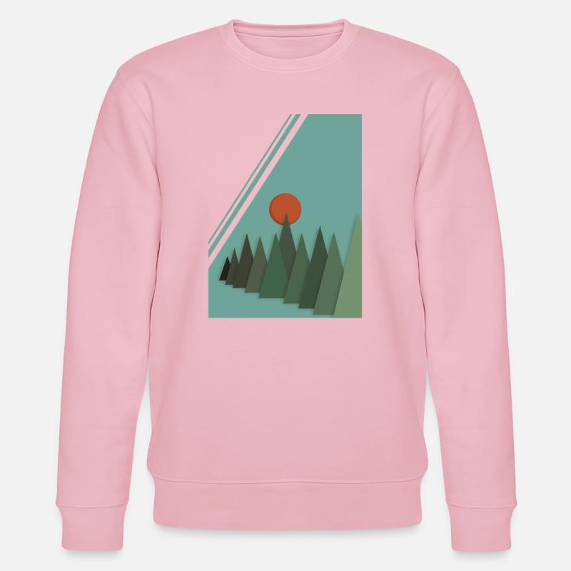 Abstrakte Berglandschaft mit roter Sonne - Stanley/Stella Unisex Bio-Sweatshirt CHANGER - Hellrosa