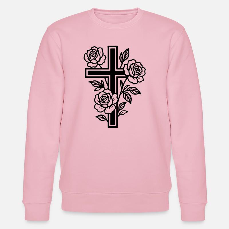 Fleurs à symbole de croix - Sweat bio CHANGER Stanley/Stella Unisexe - rose pâle