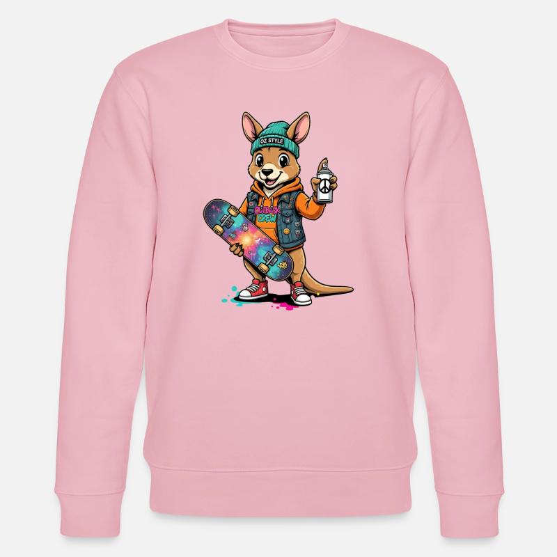Känguru Sk8 Crew Oz Style - Stanley/Stella Unisex Bio-Sweatshirt CHANGER  - Hellrosa