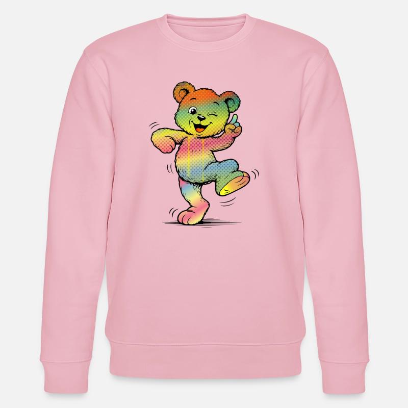 Bunter Cartoon Bär Regenbogen Neon Style  - Stanley/Stella Unisex Bio-Sweatshirt CHANGER  - Hellrosa
