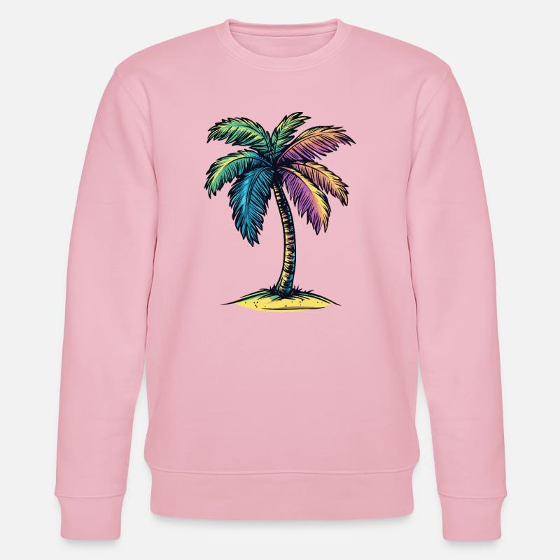Symbole coloré de l’île Palm Tree - Sweat bio CHANGER Stanley/Stella Unisexe - rose pâle