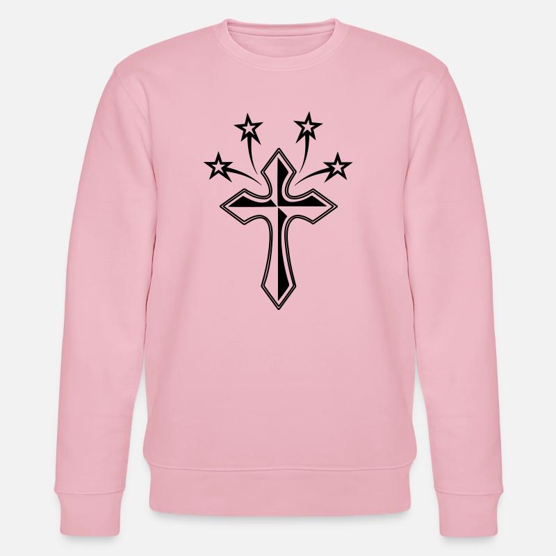 Kreuz mit vier Sternen - Stanley/Stella Unisex Bio-Sweatshirt CHANGER  - Hellrosa