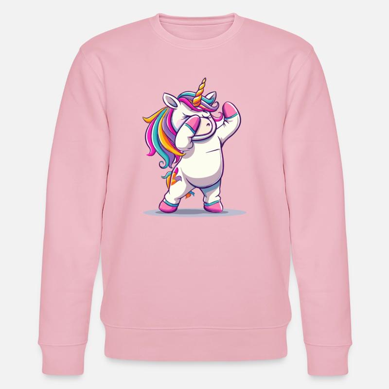 Regenbogen Dab Einhorn - Stanley/Stella Unisex Bio-Sweatshirt CHANGER  - Hellrosa