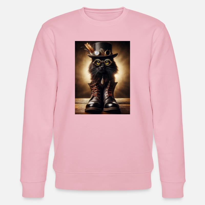 Chat noir Steampunk avec accessoires élégants - Sweat bio CHANGER Stanley/Stella Unisexe - rose pâle