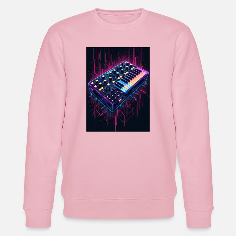Futuristisches Synthesizer Design - Stanley/Stella Unisex Bio-Sweatshirt CHANGER  - Hellrosa