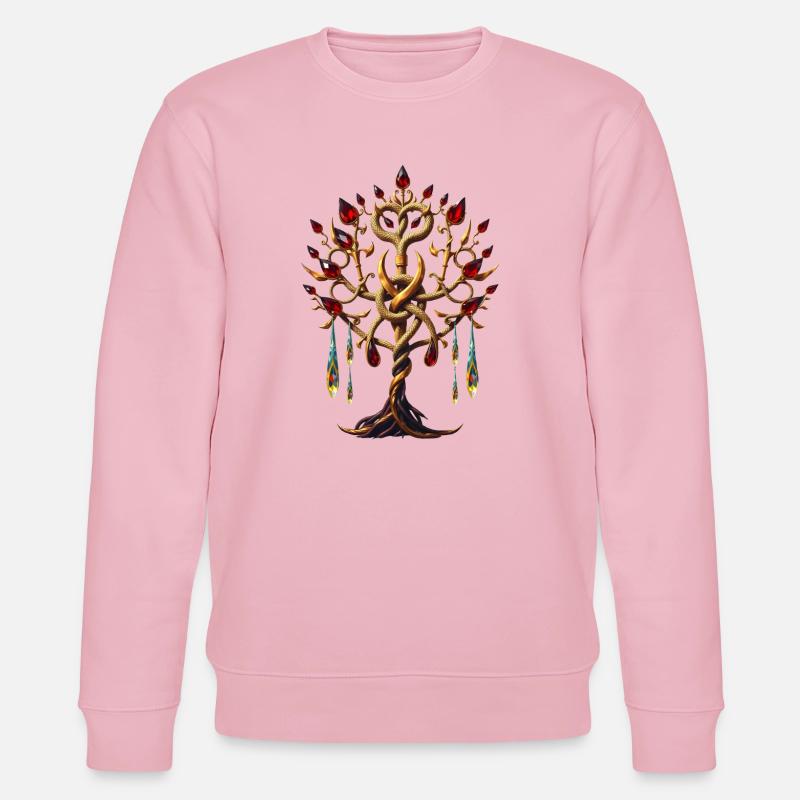 Magischer Lebensbaum mit roten Edelsteinen - Stanley/Stella Unisex Bio-Sweatshirt CHANGER - Hellrosa