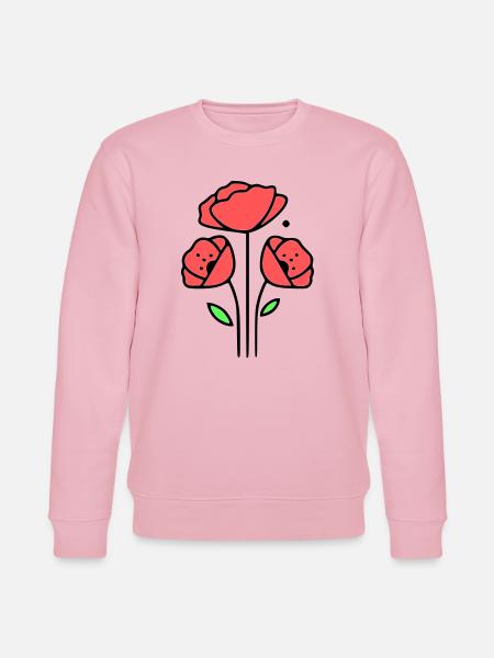 Poppy-Poppies-Minimalist-Line-Art-1 - Stanley/Stella CHANGER Unisex Organic Sweatshirt - cotton pink