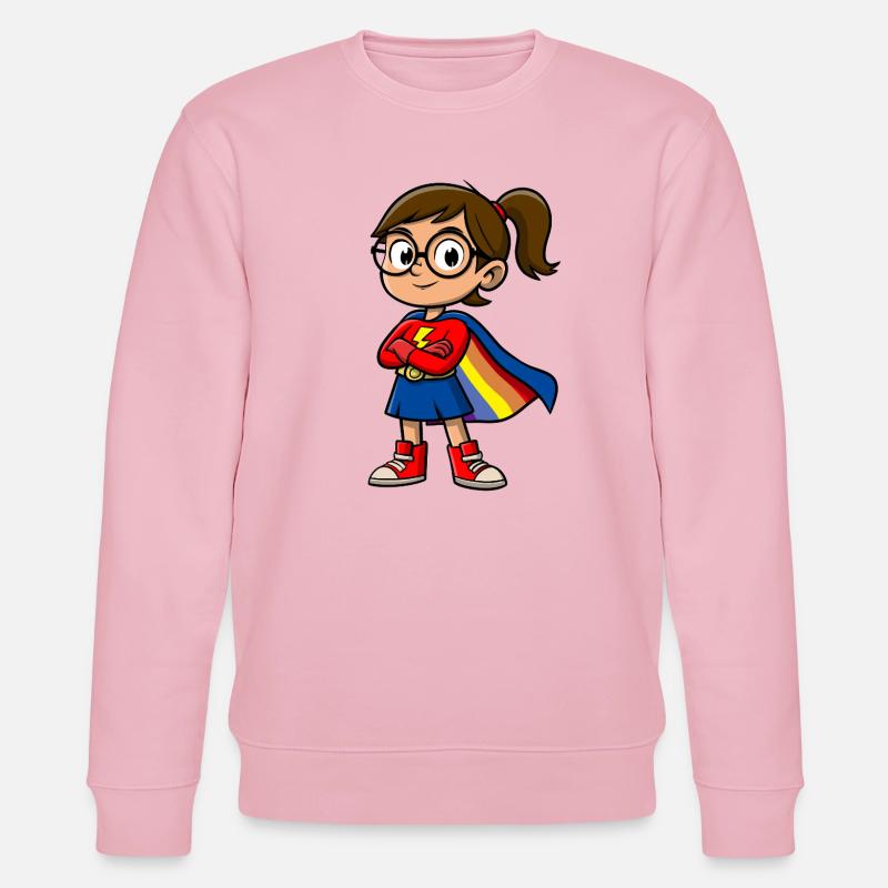 Kleine Superheldin mit Brille - Stanley/Stella Unisex Bio-Sweatshirt CHANGER  - Hellrosa