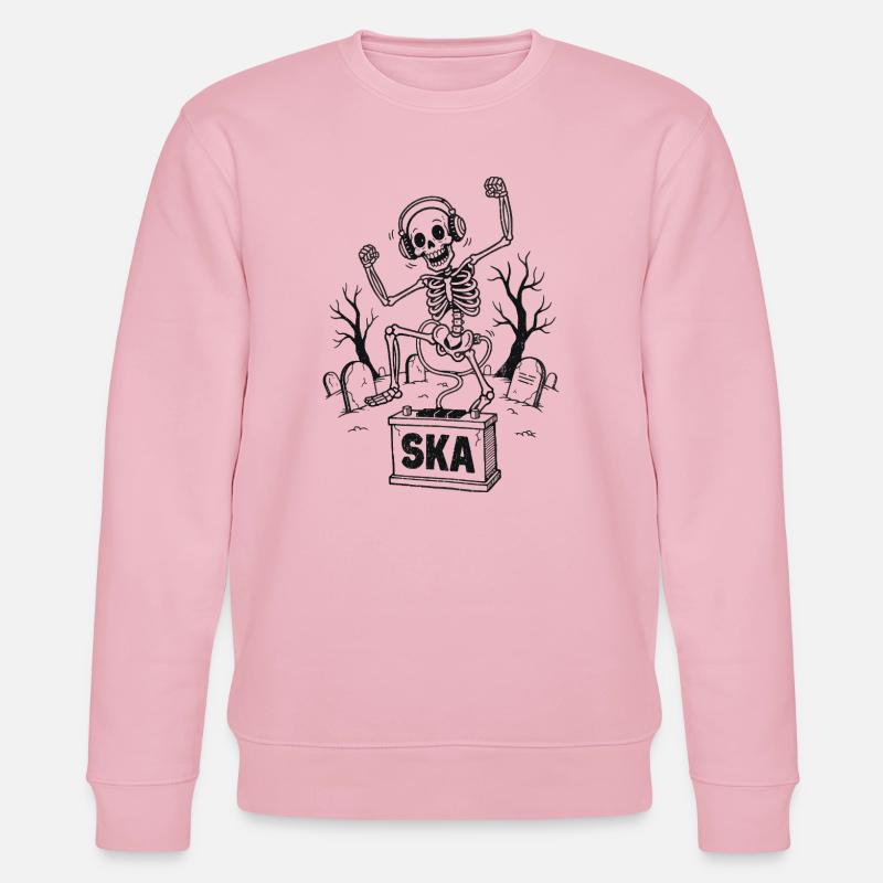 Squelette ska dansant dans le cimetière - Sweat bio CHANGER Stanley/Stella Unisexe - rose pâle