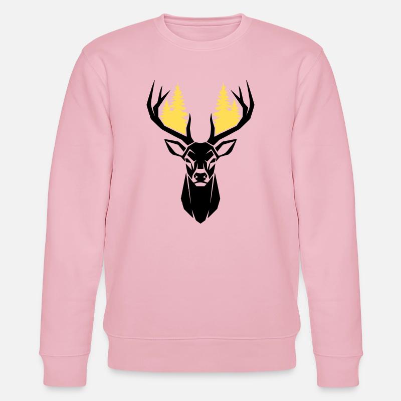 Hirschkopf Wald Silhouette - Stanley/Stella Unisex Bio-Sweatshirt CHANGER - Hellrosa