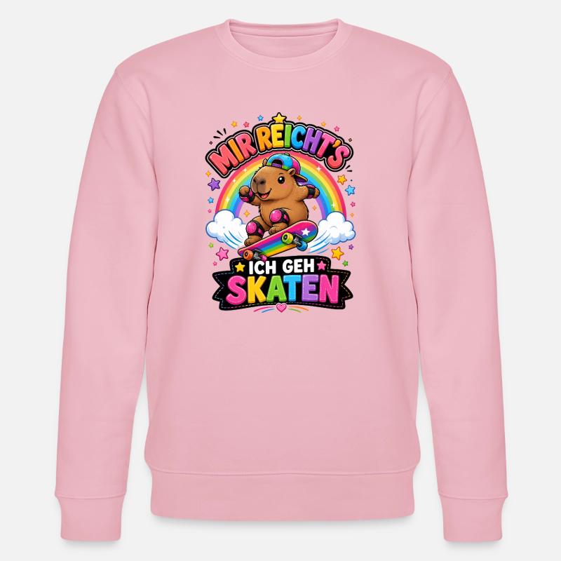 Skate Capybara Regenbogen - Stanley/Stella Unisex Bio-Sweatshirt CHANGER  - Hellrosa