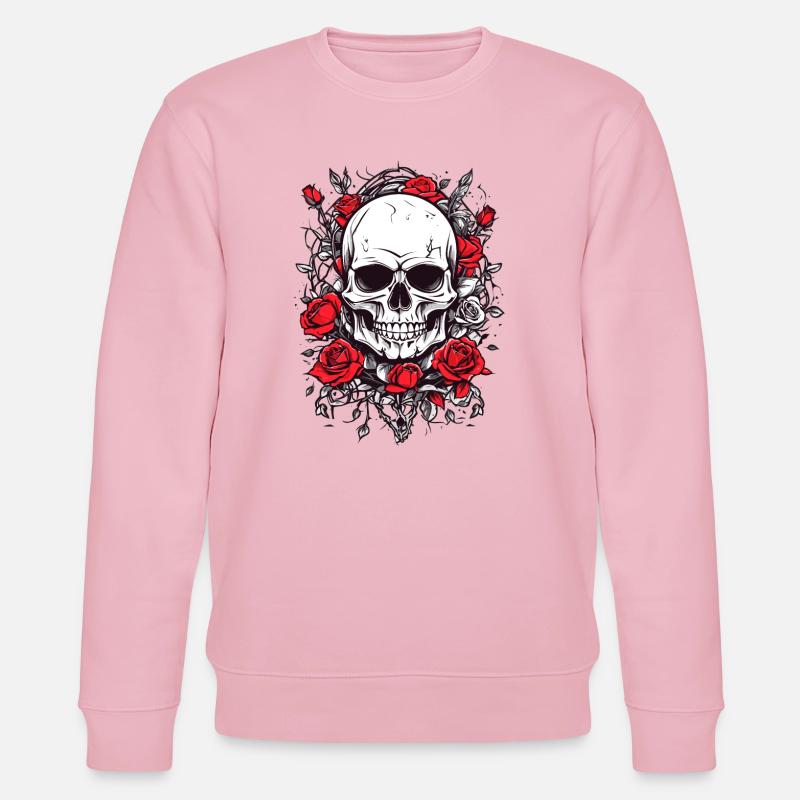 Totenkopf mit Rosen - Stanley/Stella Unisex Bio-Sweatshirt CHANGER  - Hellrosa