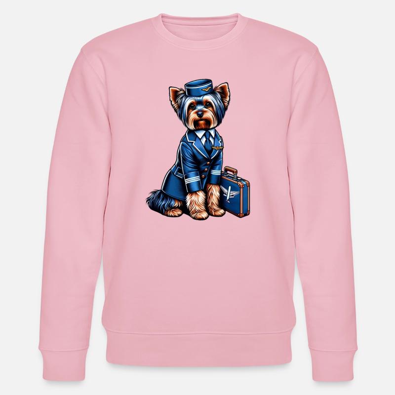 Yorkshire Terrier Stewardess - Stanley/Stella Unisex Bio-Sweatshirt CHANGER  - Hellrosa