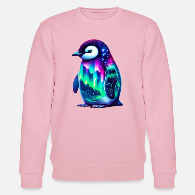 Aurora Borealis Pinguin - Stanley/Stella Unisex Bio-Sweatshirt CHANGER  - Hellrosa