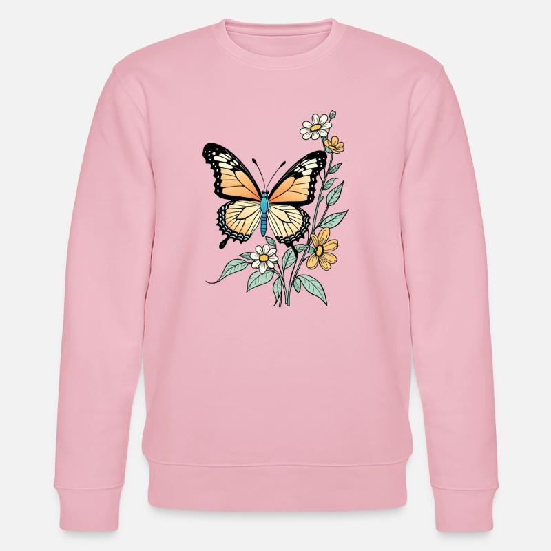 Papillon Avec Des Fleurs, Papillon - Sweat bio CHANGER Stanley/Stella Unisexe - rose pâle