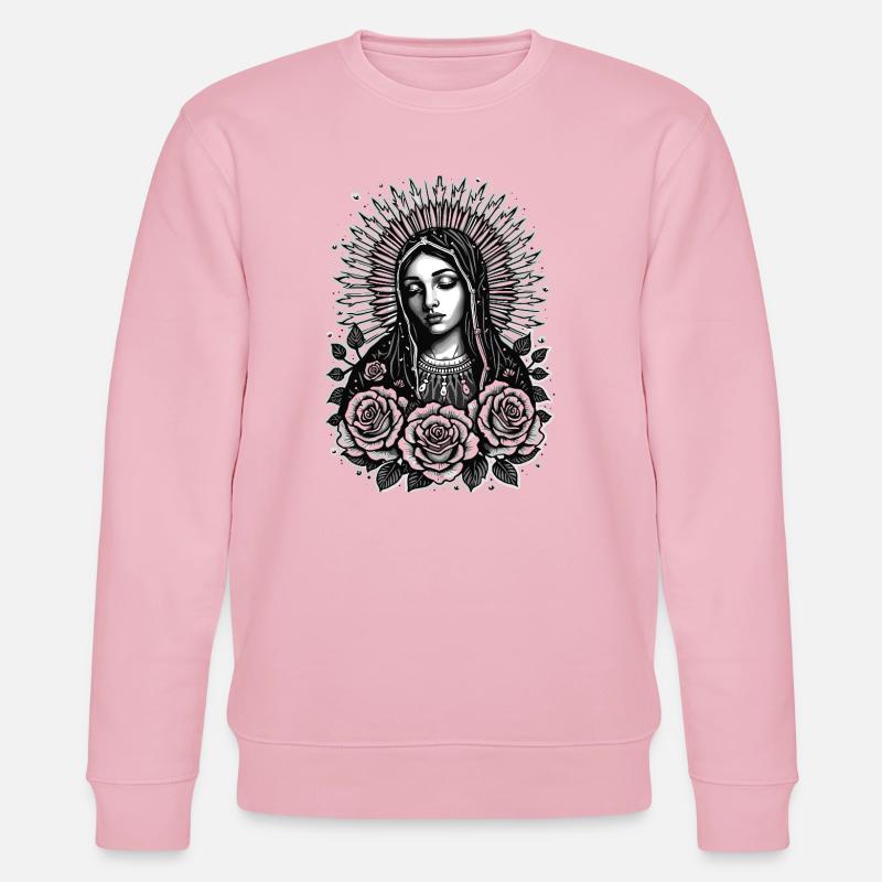 Dunkle Maria mit Rosenkranz - Stanley/Stella Unisex Bio-Sweatshirt CHANGER  - Hellrosa