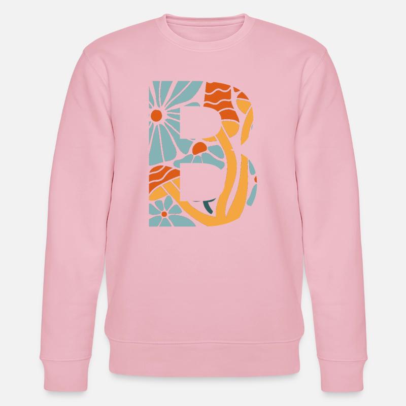 Buchstabe b groovige Blumen Geschenkidee - Stanley/Stella Unisex Bio-Sweatshirt CHANGER - Hellrosa