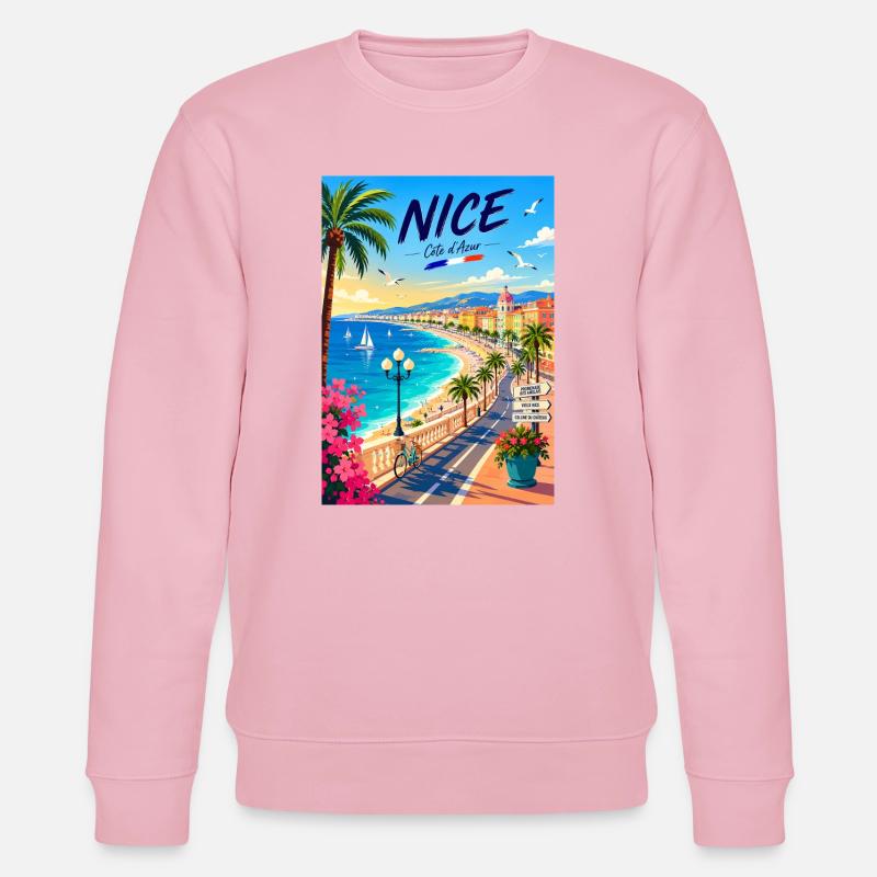Nice Côte d'Azur Promenade - Sweat bio CHANGER Stanley/Stella Unisexe - rose pâle