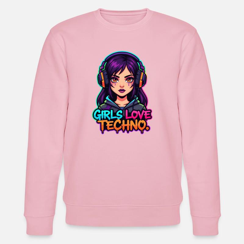 Techno Neon Mädchen - Stanley/Stella Unisex Bio-Sweatshirt CHANGER  - Hellrosa