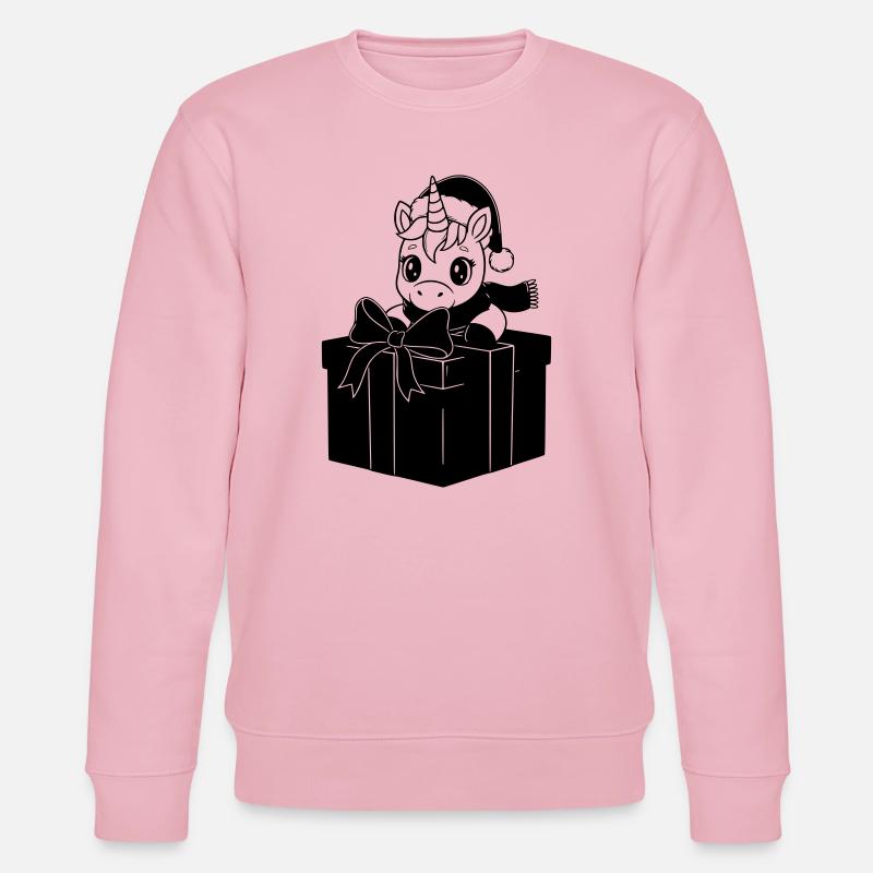 Weihnachts-Einhorn im Geschenk - Stanley/Stella Unisex Bio-Sweatshirt CHANGER  - Hellrosa