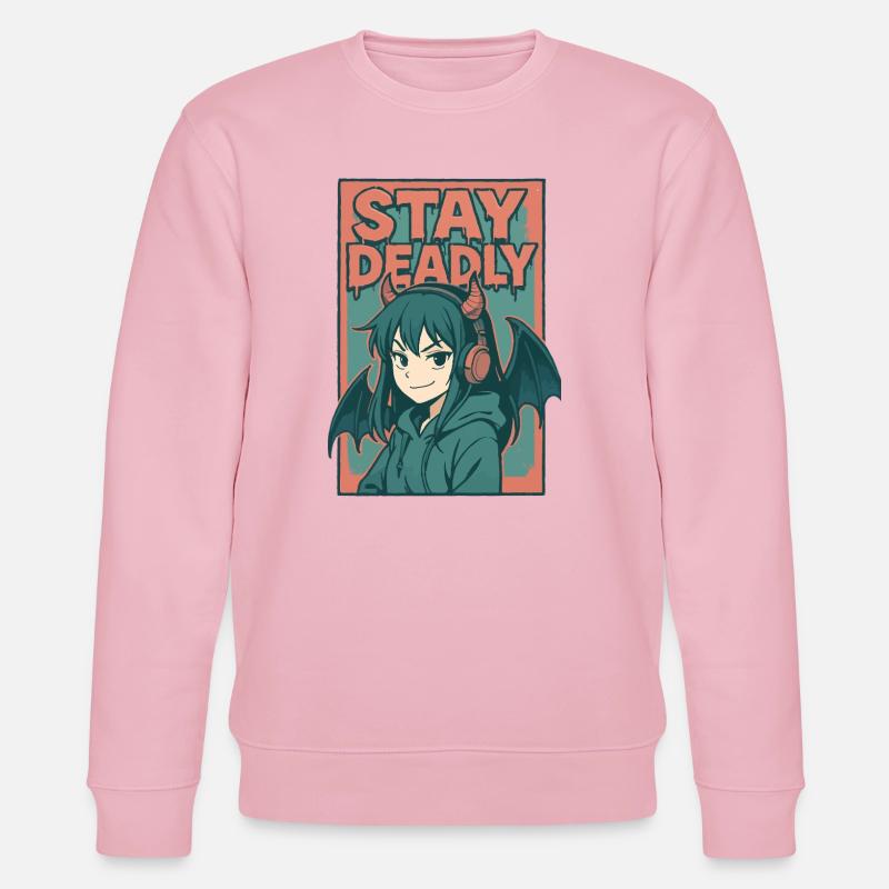 Bleib tödlich Dämonenmädchen Kunst - Stanley/Stella Unisex Bio-Sweatshirt CHANGER  - Hellrosa