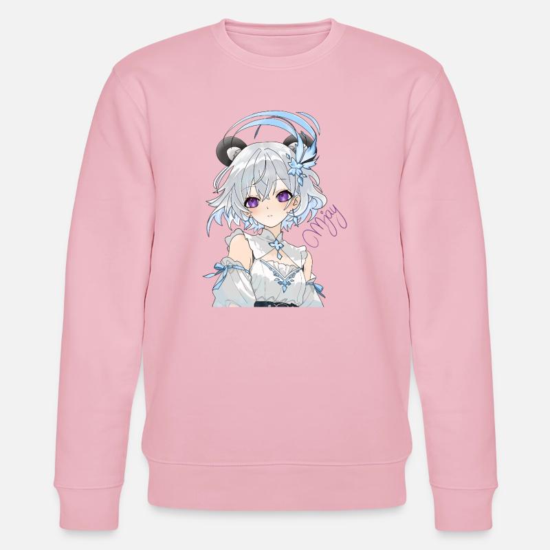 Blauweißes Anime-Mädchen mit Blüten - Stanley/Stella Unisex Bio-Sweatshirt CHANGER  - Hellrosa