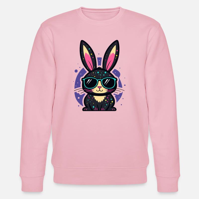 Lapin néon chic avec lunettes - Sweat bio CHANGER Stanley/Stella Unisexe - rose pâle