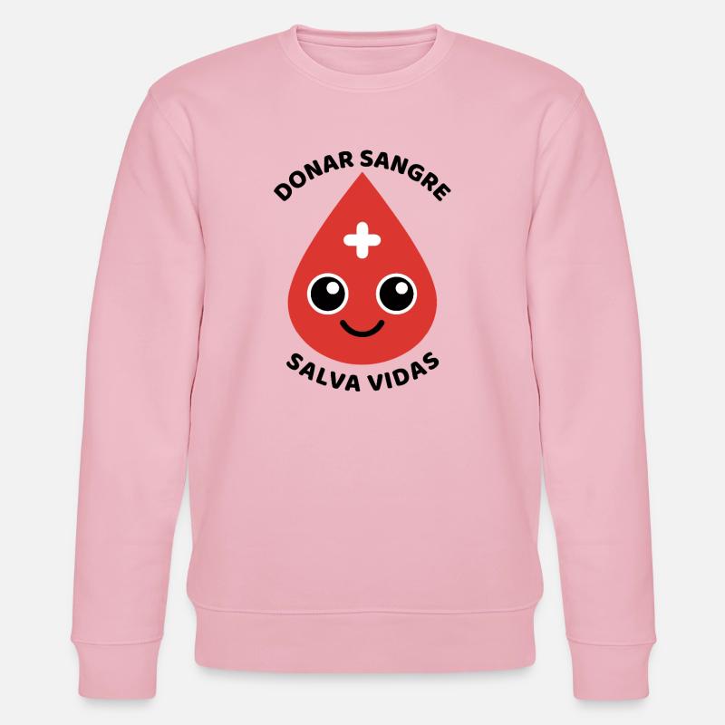Blutstropfen mit freundlichem Gesicht - Stanley/Stella Unisex Bio-Sweatshirt CHANGER  - Hellrosa
