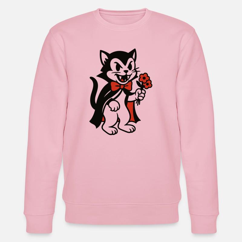 Chat Dracula avec bouquet de fleurs - Sweat bio CHANGER Stanley/Stella Unisexe - rose pâle