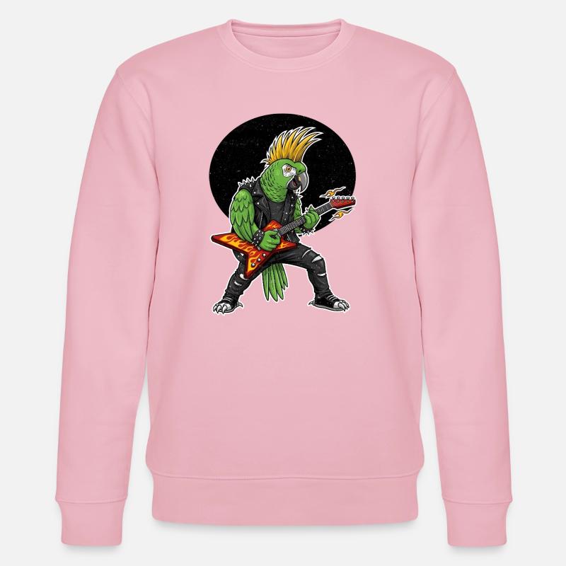 Punk Parrot with Flame Guitar - Stanley/Stella CHANGER Unisex Organic Sweatshirt - cotton pink