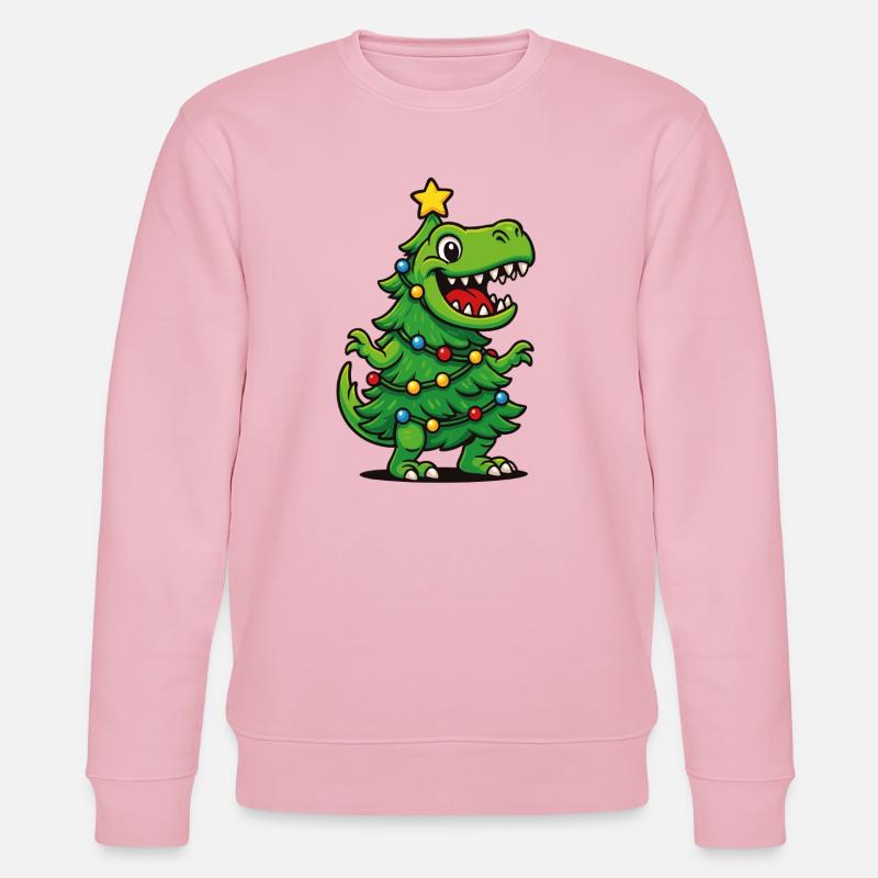 Tree-Rex – Retro Christmas Pun T-Rex Dino - Stanley/Stella CHANGER Unisex Organic Sweatshirt - cotton pink